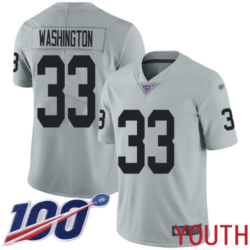 Oakland Raiders Limited Silver Youth DeAndre Washington Jersey NFL Football #33 100th Season Jersey->women nfl jersey->Women Jersey